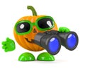 3d Pumpkin man with binoculars Royalty Free Stock Photo