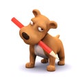 3d Puppy dog with pencil in mouth