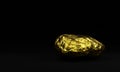 3D Pure gold nugget on black blackground