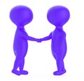 3d purple character shake handing each other