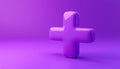 3d Purple Plus Sign On The Purple Background