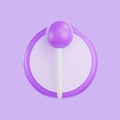 3d purple push pins sign icon isolated, push pins symbol icons for web