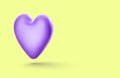 3d purple realistic isolated balloon in heart shape