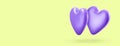 3d purple realistic pair of balloons in heart shape