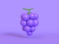 Purple-violet grape cartoon style 3d rendering
