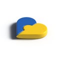 3d puzzle in the form of a heart in the colors of the Ukrainian flag,