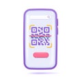 3D QR code on smart phone screen. Scan to pay concept. 3D vector Illustration Royalty Free Stock Photo