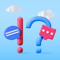 3d Question Exclamation Marks with Chat Bubbles Royalty Free Stock Photo