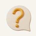 3d question mark bubble icon. speech balloon for ask FAQ or QA answer symbol icon isolated on white background. 3d Royalty Free Stock Photo