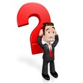 3D businessman, question mark - problem concept Royalty Free Stock Photo