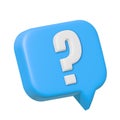 3D Question mark speech bubble icon. Blue Message box with question sign. FAQ symbol concept. Cartoon Question mark speech bubble Royalty Free Stock Photo
