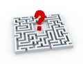 3d question mark symbol in the maze Royalty Free Stock Photo