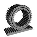 3D rack pinion spur gear wheel cogwheel Royalty Free Stock Photo