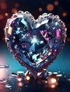 A 3D radiant crystal heart captures the captivating beauty of love and luxury, composed of sparkling diamonds.