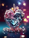 A 3D radiant crystal heart captures the captivating beauty of love and luxury, composed of sparkling diamonds.