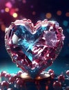 A 3D radiant crystal heart captures the captivating beauty of love and luxury, composed of sparkling diamonds.