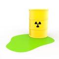 3d radiation symbol barrel and green liquid