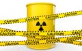3d radiations symbol barrel and caution ribbons Royalty Free Stock Photo