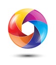 3D rainbow circle colorful logo with glossy blades