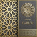 3d Ramadan Kareem greeting card,invitation islamic style.Arabic circle golden pattern.Islamic brochure gold on dark