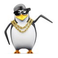 3d Rapper penguin points to the side