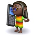 3d Rasta chats on a cellphone