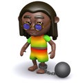 3d Rastafarian has a ball and chain