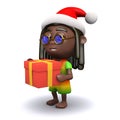 3d Rastafarian Santa brings a gift