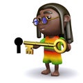 3d Rastafarian unlocks the door Royalty Free Stock Photo