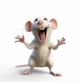 Screaming White Rat: A Vray Tracing Satirical Humor In Pixar Style