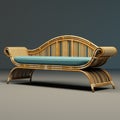 2d Rattan Bed Model - Retro Traditional 3d Model Royalty Free Stock Photo