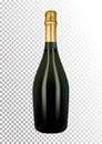 Vector illustration of a bottle of champagne or sparkling wine in photorealistic style. A realistic object on a