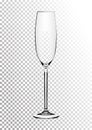 Vector illustration of a wine glass for champagne or sparkling wine in photorealistic style. A realistic object on a Royalty Free Stock Photo