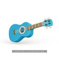 3d realistic acoustic guitar for music concept design in plastic cartoon style. Vector illustration Royalty Free Stock Photo