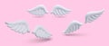 3d realistic angel wings in different positions on pink background with shadow Royalty Free Stock Photo