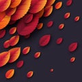 3d realistic autumn fall leaves. Autumnal background in dark colors. Design for web, print, wallpaper, vector Royalty Free Stock Photo