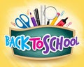3D Realistic Back to School Title Poster Design Royalty Free Stock Photo