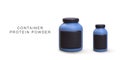 3d realistic blue container protein powder. Vector illustration Royalty Free Stock Photo