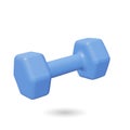 3d realistic blue dumbbell isolated on white background. Vector illustration. Fitness equipment for exercise banner