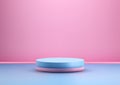 3D Realistic Blue and Pink Podium on Pink Wall