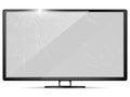 3d realistic broken screen - LCD display with cracks. Empty Shattered widescreen TV. Digital object. Vector illustration