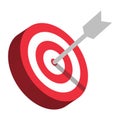 3D Realistic Bullseye Target Icon, Arrow Dart Targeting Symbol, Archery Target Icon, Dart Targeting Market Logo For Success, Royalty Free Stock Photo