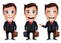 3D Realistic Businessman Cartoon Character with Different Pose