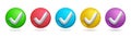 3d realistic check mark icons in different colours. Sets of check correct right icons.