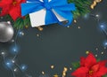 3d realistic Christmas frame vector illustration with copy space Royalty Free Stock Photo