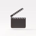 3d Realistic cinema clapper board on a gray background. Vector illustration Royalty Free Stock Photo