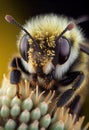 Close-up a bumblebee collecting pollen from flowering