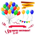 3d Realistic Colorful Bunch of Birthday Balloons