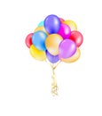 3d Realistic Colorful Bunch of Birthday Balloons Flying for Party and Celebrations With Space for Message Isolated in Royalty Free Stock Photo