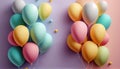 3d Realistic Colorful Bunch of Birthday Balloons Flying for Party and Celebrations With Space for Message Royalty Free Stock Photo